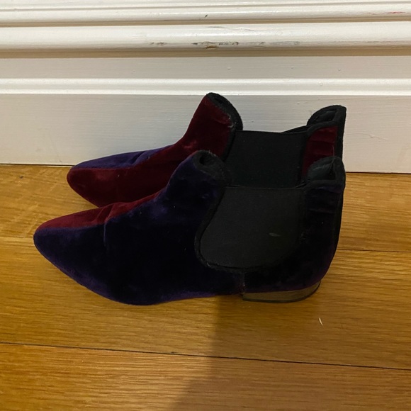 Anthropologie Velvet Color block Ankle Boot - Picture 3 of 4